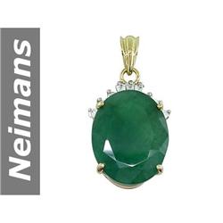 18.39 ct Emerald & Diamond Pendant 14kt Gold