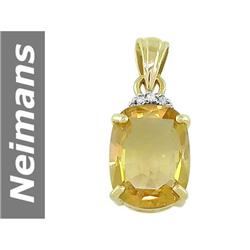 6.13 ct Citrine & Diamond Pendant 14kt Gold