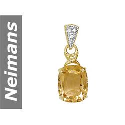 2.75 ct Citrine & Diamond Pendant 14kt Gold