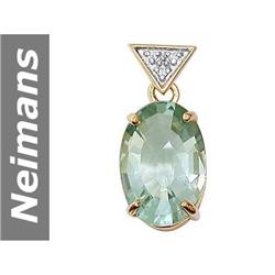 6.02 ct Green Amethyst & Diamond Pendant 14kt Gold
