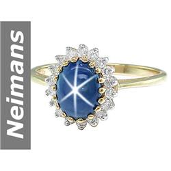 2.25 ct Star Sapphire & Diamond Ring 14kt Gold