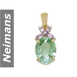 6.68 ct Amethyst & Green Amethyst Pendant 14kt Gold