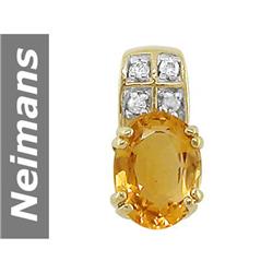 1.24 ct Citrine & Diamond Pendant 14kt Gold