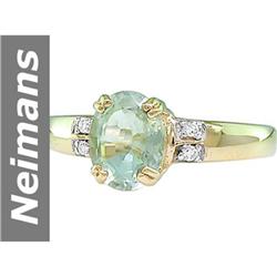 .89 ct Green Amethyst & Diamond Ring 14kt Gold