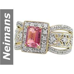1.45 ct Pink Tourmaline & Diamond Ring 14kt Gold