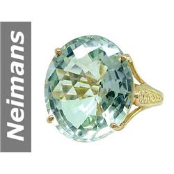 21.00 ct Green Amethyst Ring 14kt Gold