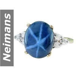 9.30 ct Star Sapphire & Diamond Ring 14kt Gold