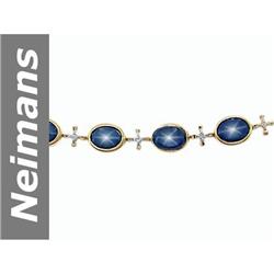 18.30 ct Star Sapphire & Diamond Bracelet 14kt Gold