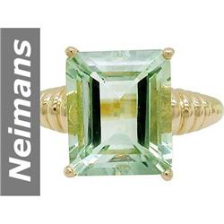 5.50 ct Green Amethyst Ring 14kt Gold