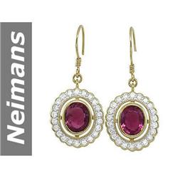 6.03 ct Pink Tourmaline & Diamond Earrings 14kt Gold