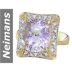 5.96 ct Rose Pink Amethyst & Diamond Ring 14kt Gold