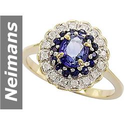 1.18 ct Ceylon Sapphire & Sapphire & Diamond Ring 14kt Gold