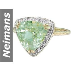 3.34 ct Green Amethyst & Diamond Ring 14kt Gold