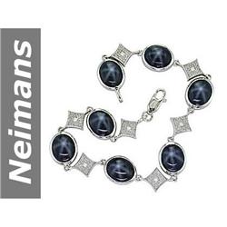 27.34 ct Star Sapphire & Diamond Bracelet 14kt Gold