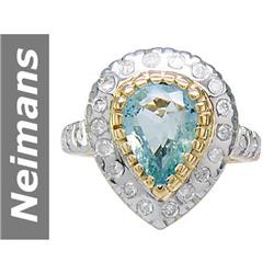3.30 ct Aquamarine & Diamond Ring 14kt Gold