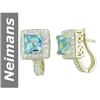 3.06 ct Blue Topaz & White Sapphire Earrings 14kt Gold