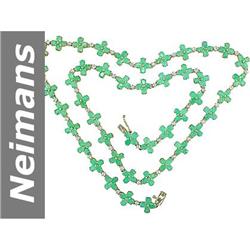 38.20 ct Emerald & White Sapphire Necklace 14kt Gold