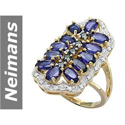 5.73 ct Blue Diamond, Sapphire & Diamond Ring 14kt Gold