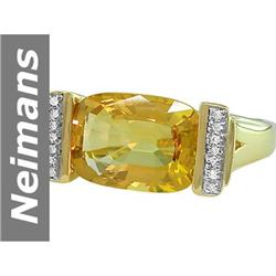 7.75 ct Citrine & Diamond Ring 14kt Gold