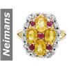 3.75 ct Ruby & Yellow & White Sapphire Ring 14kt Gold