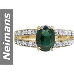 1.52 ct Green Sapphire & Diamond Ring 14kt Gold
