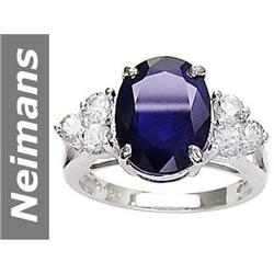 7.08 ct Blue & White Sapphire Ring 14kt Gold