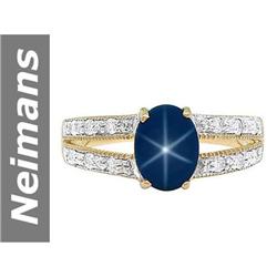 2.17 ct Star Sapphire & Diamond Ring 14kt Gold