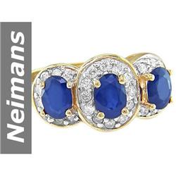 1.88 ct Blue Sapphire & Diamond Ring 14kt Gold