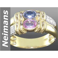.92 ct Ceylon Sapphire & Pink Sapphire & Diamond Ring 14kt Gold