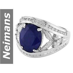6.80 ct Sapphire & Diamond Gents Ring 14kt Gold