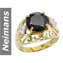 4.05 ct Black & White Diamond Gents Ring 14kt Gold