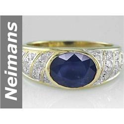 Vintage 2.70 ct Sapphire & Diamond Ring 14kt Gold