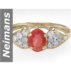 1.34 ct Orange Sapphire & Diamond Ring 14kt Gold