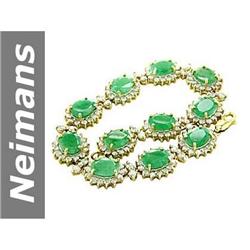 22.45 ct Emerald & Diamond Bracelet 14kt Gold