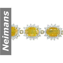33.96 ct Yellow & White Sapphire Bracelet 14kt Gold