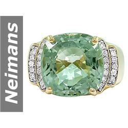 8.27 ct Green Amethyst & Diamond Ring 14kt Gold