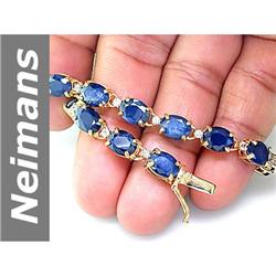 26.35 ct Blue & White Sapphire Bracelet 14kt Gold