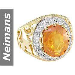 5.51 ct Yellow Sapphire & Diamond Ring 14kt Gold
