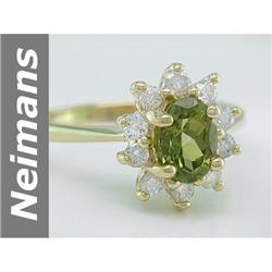 1.28 ct  Gem Quality Peridot & Diamond Ring 14kt Gold