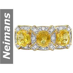 2.80 ct Yellow Sapphire & Diamond Ring 14kt Gold