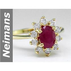 Charming 1.33 ct Ruby & Diamond Ring 14kt Gold