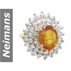 11.58 ct Yellow & White Sapphire Ring 14kt Gold