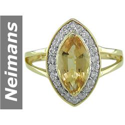 1.90 ct Citrine & Diamond Ring 14kt Gold