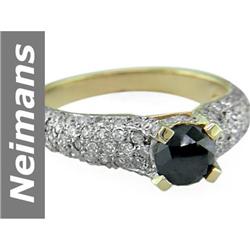Vintage 2.07 ct Black & White Diamond Ring 14kt Gold
