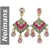 Image 1 : 6.24 ct Green, Pink Sapphire & Ruby Earrings 14kt Gold