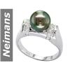 Image 1 : 8 MM Black Tahitian Pearl & Diamond Ring 14kt Gold