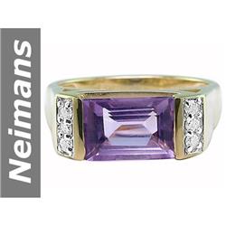 2.53 ct Amethyst & Diamond Ring 14kt Gold