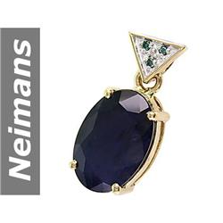 9.63 ct Blue Diamond & Sapphire Pendant 14kt Gold