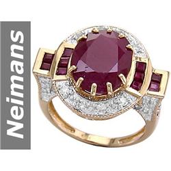 9.92 ct Ruby & White Sapphire Ring 14kt Gold