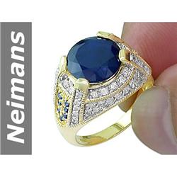 6.46 ct Blue Sapphire & Diamond Ring 14kt Gold